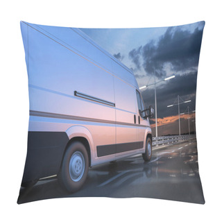 Personality  3d Rendering Of Generic Van On The Road At Dawn Pillow Covers