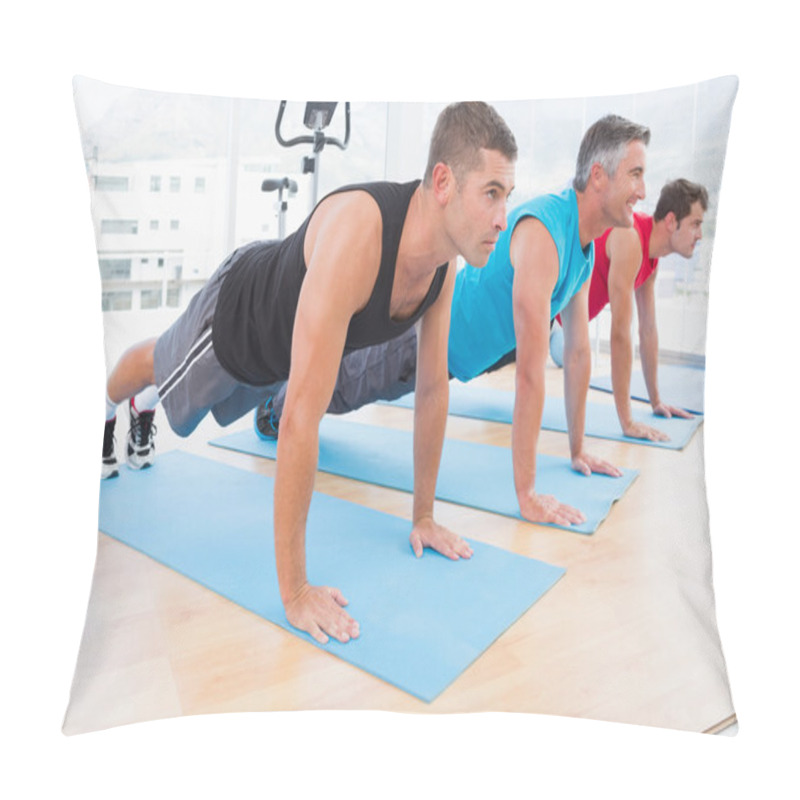 Personality  Group Of Men Working On Exercise Mat Pillow Covers