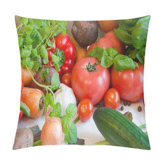 Personality  Vegetables On White Tablecloth Pillow Covers