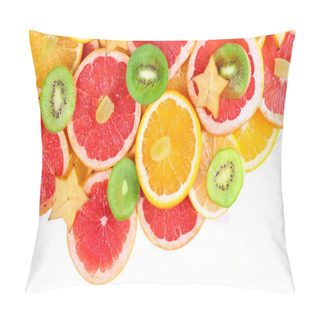 Personality  Sliced Fruits Isolated On White Pillow Covers