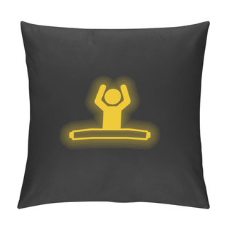 Personality  Boy Sitting With Stretch Legs And Arms Up Yellow Glowing Neon Icon Pillow Covers