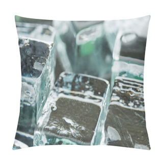 Personality  Close Up View Of Melting Transparent Clear Square Ice Cubes Pillow Covers
