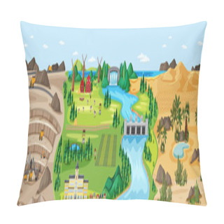 Personality  Mixed Three Different Nature Landscape Scenes Illustration Pillow Covers