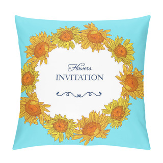 Personality  Vintage Floral Frame With Sunflowers Pillow Covers