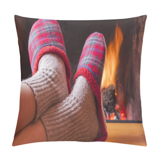 Personality  Situations At Fireplace At Home Pillow Covers