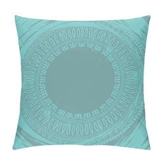Personality  Grunge Hand Drawn Ethnic Card In Blue Tones Pillow Covers