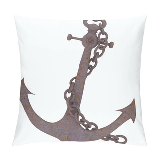 Personality  Rusty Anchor With Chain Isolated On White Pillow Covers