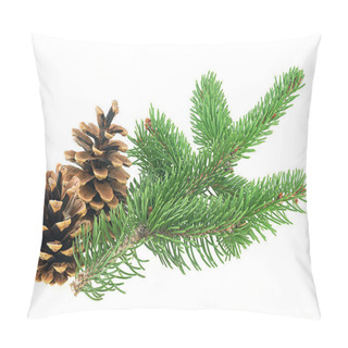 Personality  Christmas Cones With Fir Tree Branch Isolated On A White Background Pillow Covers