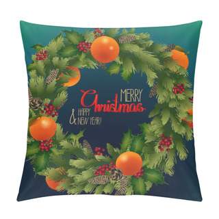 Personality  Christmas Fir Wreath With Mandarins And Holly Pillow Covers