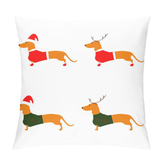 Personality  Set Of Christmas Dachshunds Pillow Covers
