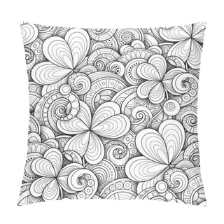 Personality  Monochrome Seamless Pattern With Floral Motifs, Vector, Illustration Pillow Covers