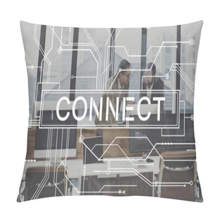 Personality  Colleagues Discussing And Connect Pillow Covers