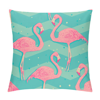 Personality  Seamless Pattern With Flamingo Birds Pillow Covers