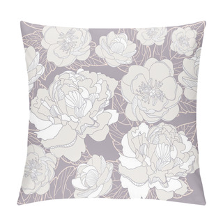 Personality  Seamless Floral Pattern. Background With Peonies And Cherry Blossom Flowers Pillow Covers