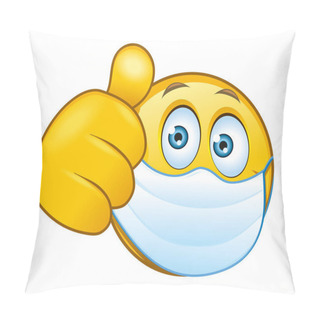Personality  An Illustration Of A Masked Smilie With A Thumbs Up Sign Pillow Covers