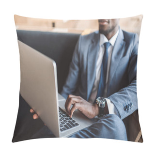 Personality  Businessman With Laptop In Cafe  Pillow Covers