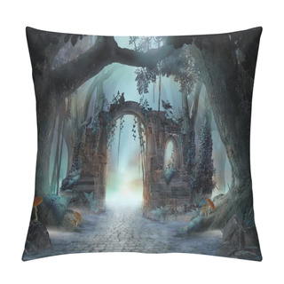 Personality  Archway In An Enchanted Fairy Forest Landscape, Misty Dark Mood, Can Be Used As Background Pillow Covers