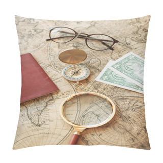 Personality  Vintage Compass, Magnifying Glass, Pocket Watch Pillow Covers