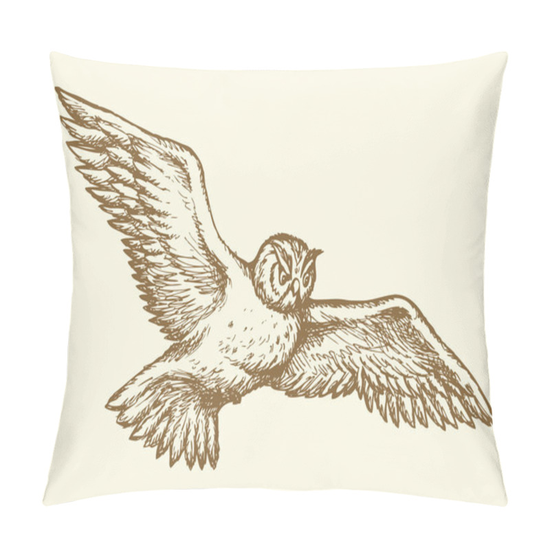 Personality  Flying owl. Vector drawing pillow covers