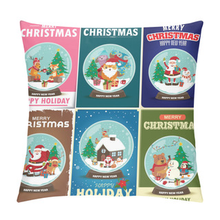 Personality  Vintage Christmas Poster Design Set Pillow Covers