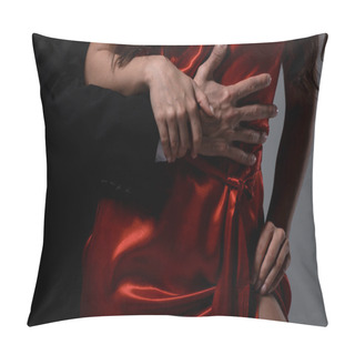 Personality  Cropped View Of Romantic Couple Hugging Isolated On Grey Pillow Covers