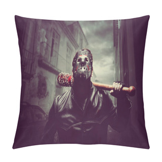 Personality  Psycho In Metal Mask With Bat Pillow Covers