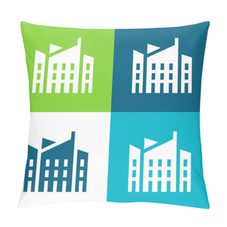 Personality  Architecture Flat Four Color Minimal Icon Set Pillow Covers