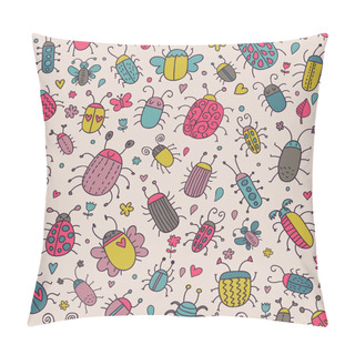 Personality  Funny Bugs. Cute Cartoon Seamless Pattern For Vintage Ornaments Pillow Covers