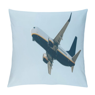 Personality  Panoramic Shot Of Aeroplane With Blue Sky At Background Pillow Covers
