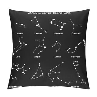 Personality  Raster Illustration. Constellations Of The Zodiac Signs Pillow Covers