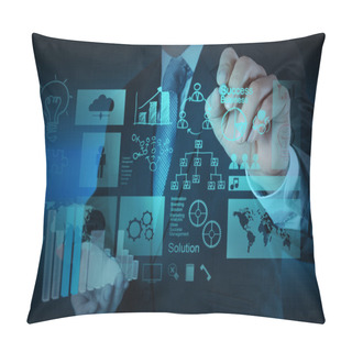 Personality  Businessman Hand Working With New Modern Computer And Business S Pillow Covers