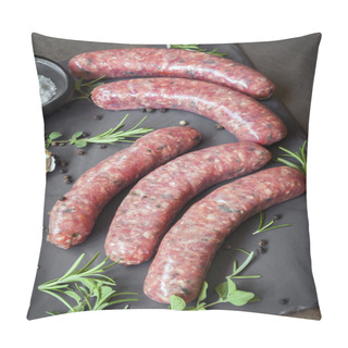 Personality  Raw Sausages With Herbs And Spices On Slate Pillow Covers