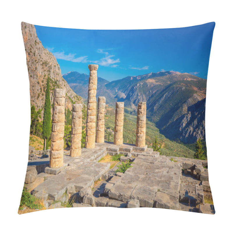Personality  Famous Ancient Ruins - The Temple Of Apollo In Delphi, Greece In A Summer Day, European Travel Pillow Covers