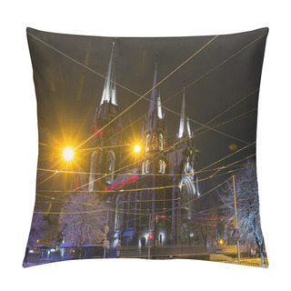 Personality  Church Of Sts. Olha And Elizabeth In Night Winter Lviv City, Ukr Pillow Covers