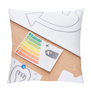 Personality  Paper Card With Rainbow Spectrum Colored Diagram And Idea Sign Drawing Pinned On Cork Office Board Pillow Covers