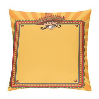 Personality  Frame With Head Of Mexican Man Pillow Covers