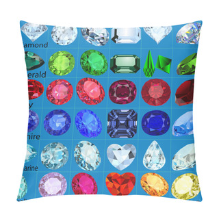 Personality Set Of Precious Stones Of Different Cuts And Colors Pillow Covers