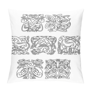 Personality  Stork, Crane And Heron Birds Celtic Ornaments Pillow Covers