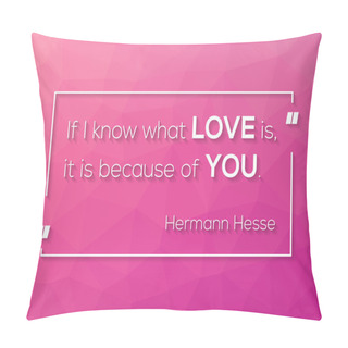 Personality  Love Quotation By Hermann Hesse On Low Polygonal Background Pillow Covers