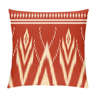 Personality  Beautiful Figure Tribal Thai Ikat Pattern Traditional Background.red And Cream Tone.Aztec Style,embroidery,abstract,vector Illustration.design For Texture,fabric,clothing,wrapping,print,carpet. Pillow Covers