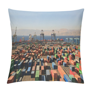Personality  Containers In A Cargo Port Pillow Covers