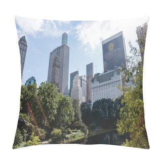 Personality  Buildings And City Park In New York, Usa Pillow Covers