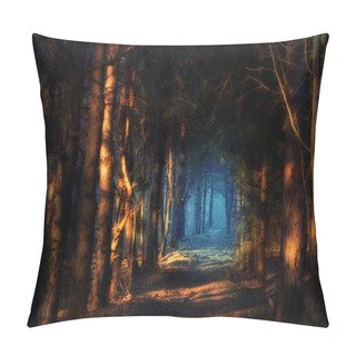 Personality  Scary Forest Landscape. Dark Forest Pillow Covers