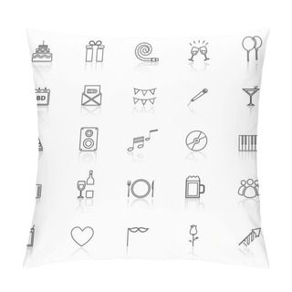 Personality  Birthday Line Icons With Reflect On White Pillow Covers