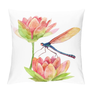 Personality  Watercolor Pink Water Lily Flower Pillow Covers