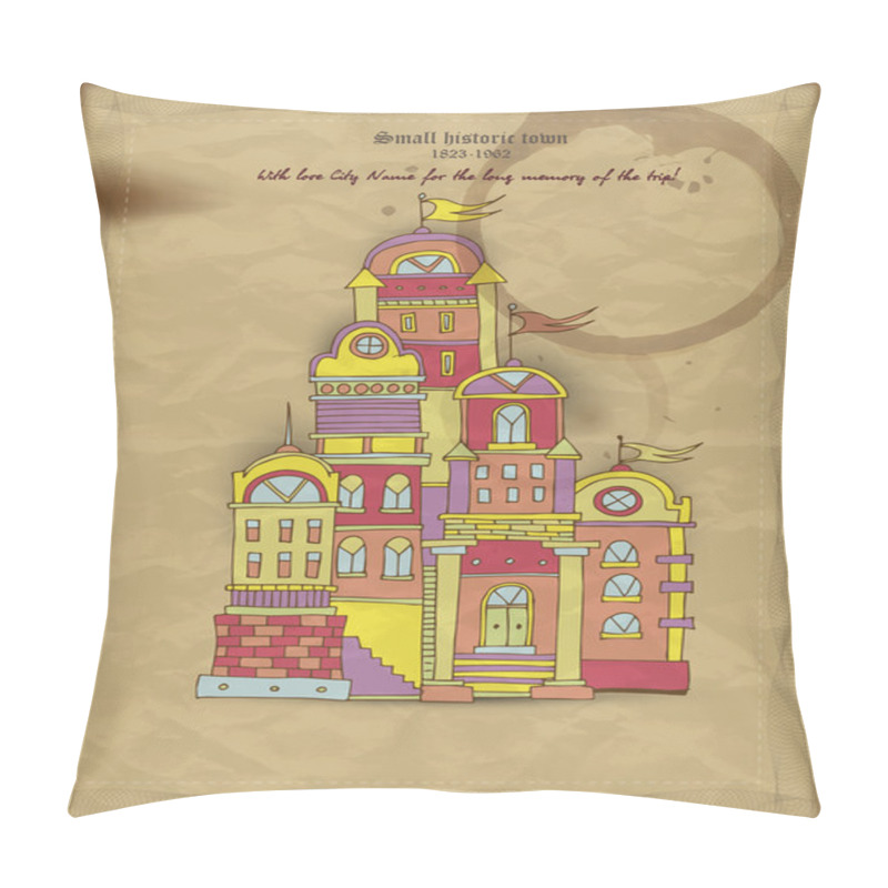 Personality  Small Historic Town Illustration Pillow Covers