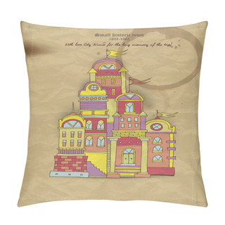 Personality  Small Historic Town Illustration Pillow Covers