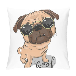 Personality  Cool Cartoon Pug Dog With Sun Glasses Pillow Covers
