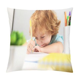 Personality  Smiling Redhead Kid Sitting At Home Pillow Covers