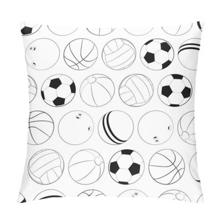 Personality  Sports Balls Vector Seamless Pattern. Flat Vector Illustration For Web Design, Logo, Icon, App, UI. Isolated Stock Illustration On White. Pillow Covers
